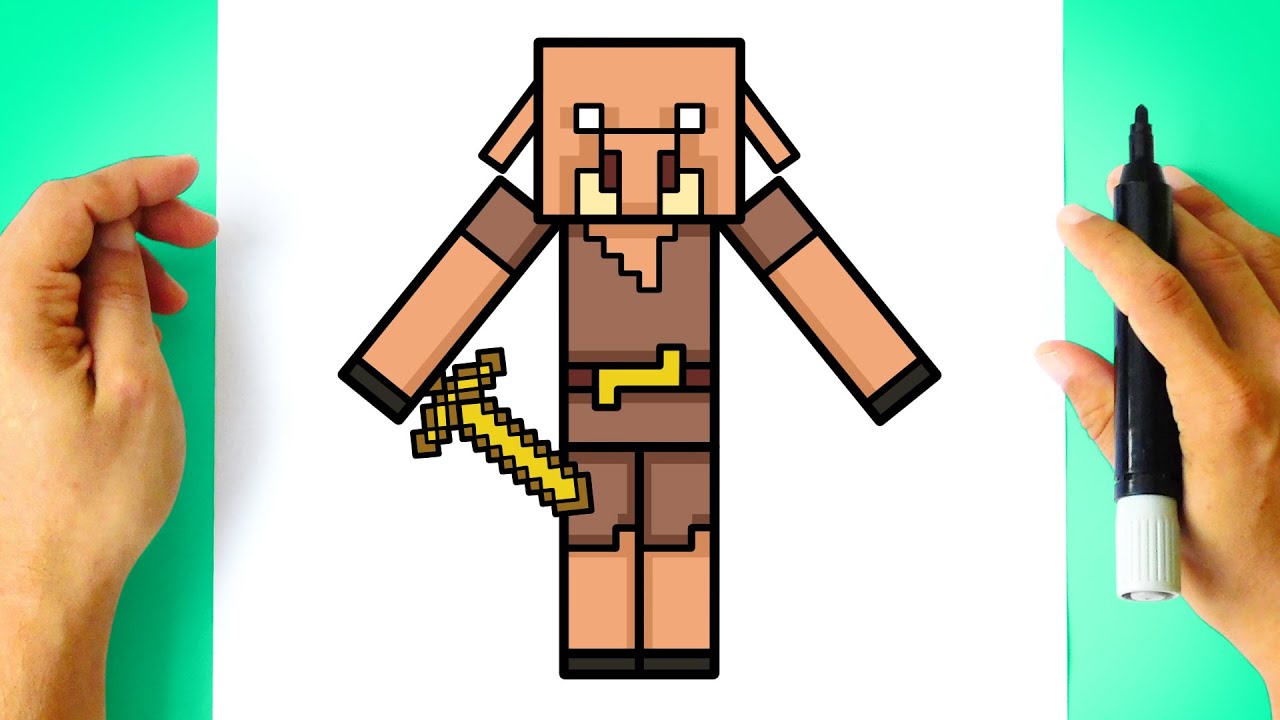Como DESENHAR o PIGLIN - Cómo DIBUJAR a PIGLIN - How to DRAW MINECRAFT Characters