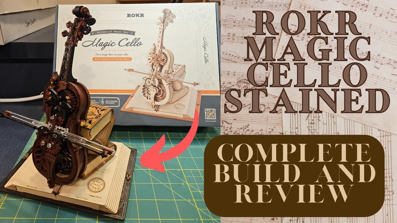ROKR Magic Cello Music Box-First Time Staining, Complete Build & Review