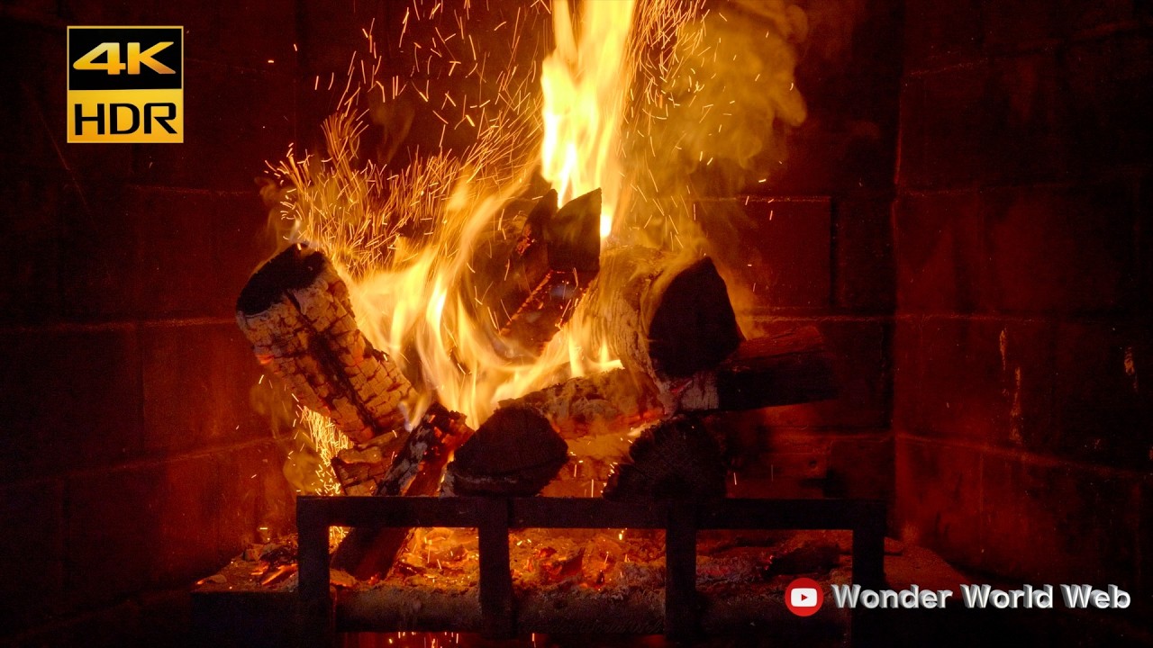 Real-Time Wood Burning Yule Log Fireplace 🔥 4K HDR | Crackling Fire Sounds No Loop #20251228