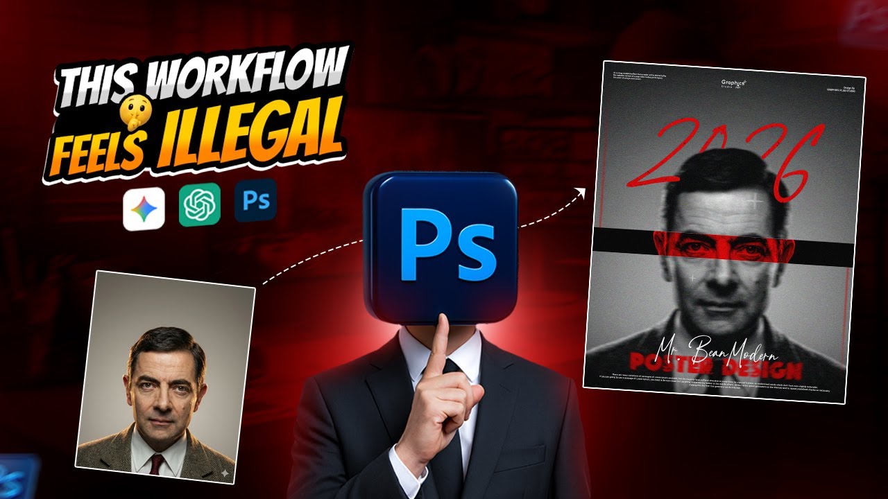 AI + Photoshop = INSANE ! Creating a 2026 Next Level Poster Design