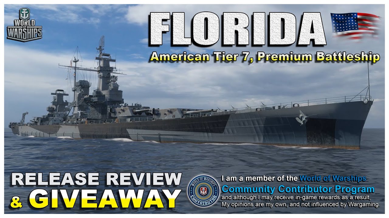 World of Warships:  FLORIDA, American, Tier-7  Premium Battleship