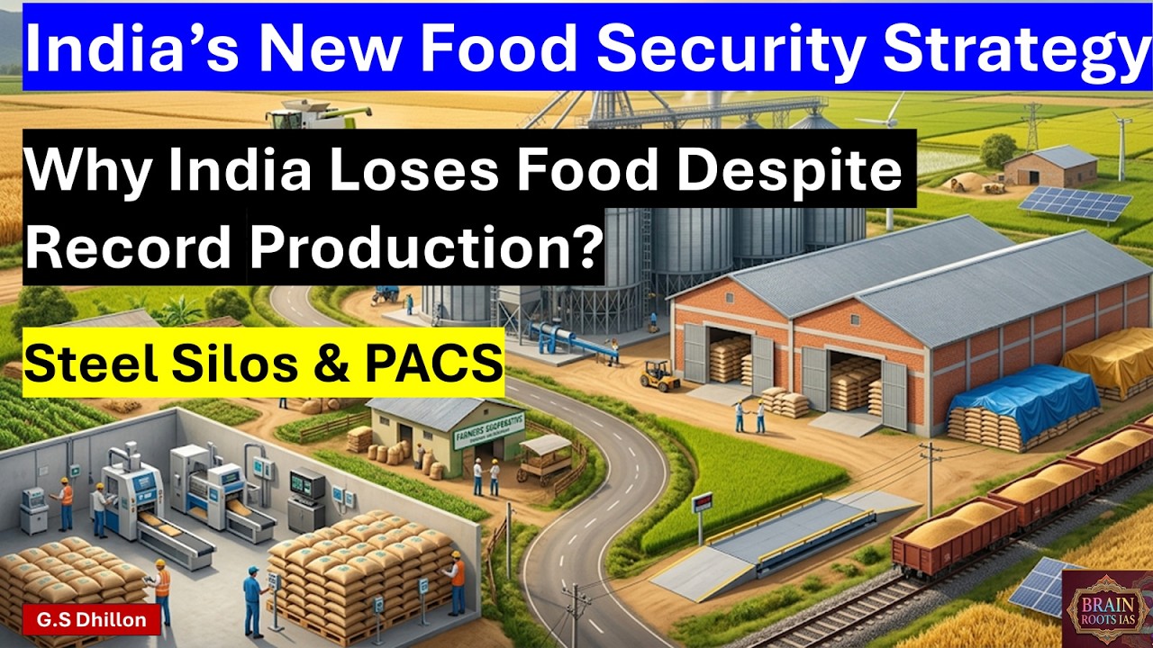 India&rsquo;s New Food Security Strategy : Steel Silos & PACS From Loss to Food Security UPSC IAS