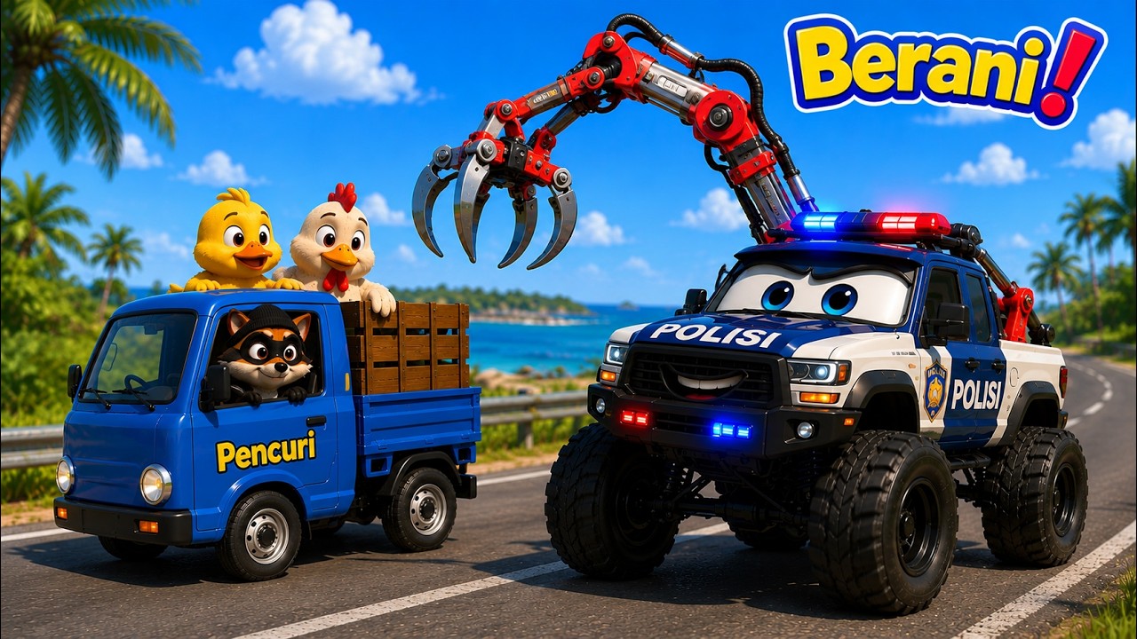 Mobil Polisi Sang Penjaga Keamanan🚓| Lagu Anak Terbaru Viral - Roda Roda Truk Berputar🚚🎵