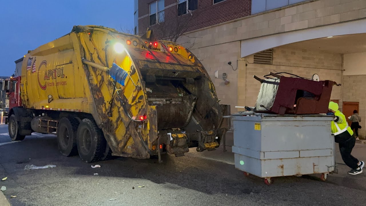 Capitol Waste Garbage Truck VS Heavy Morning Trash