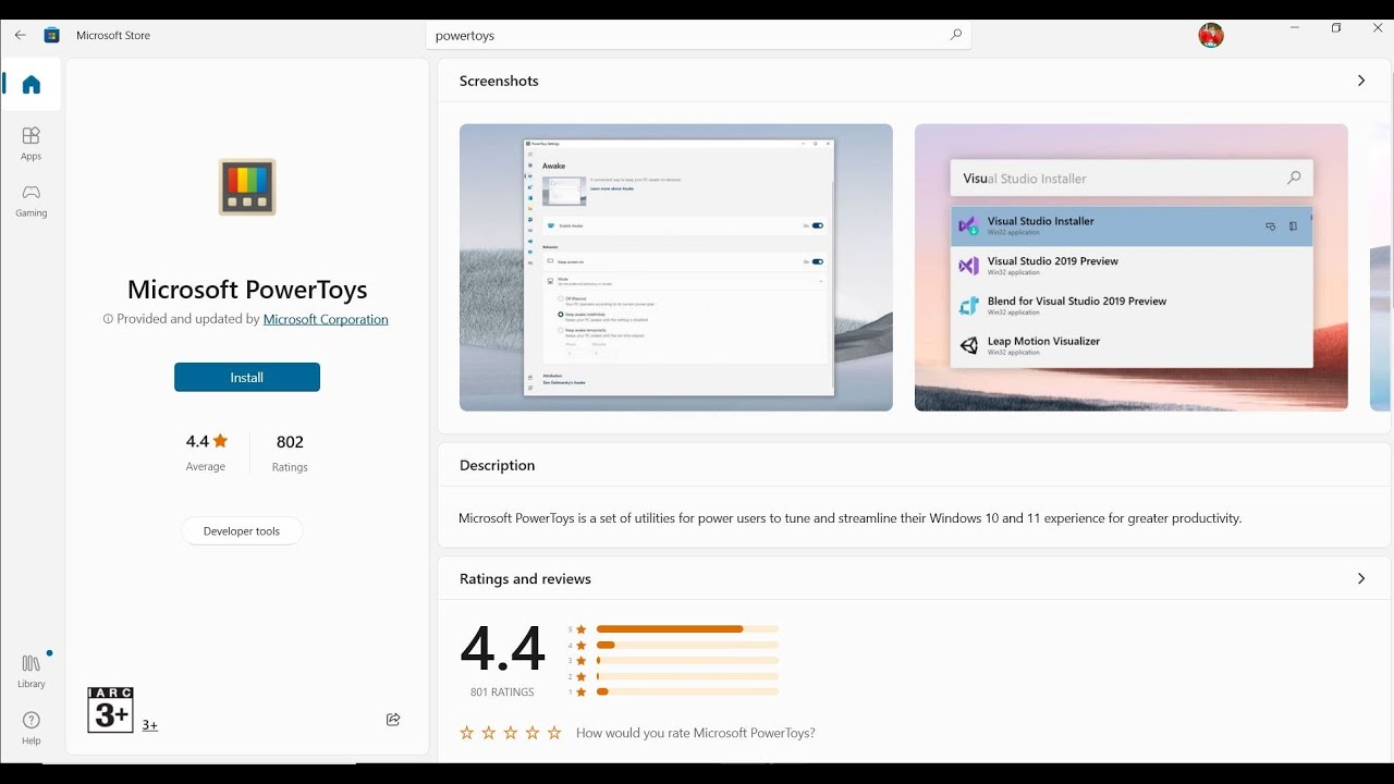 Исправление проблемы с установкой Microsoft PowerToys из Microsoft Store на ПК с Windows 11/10