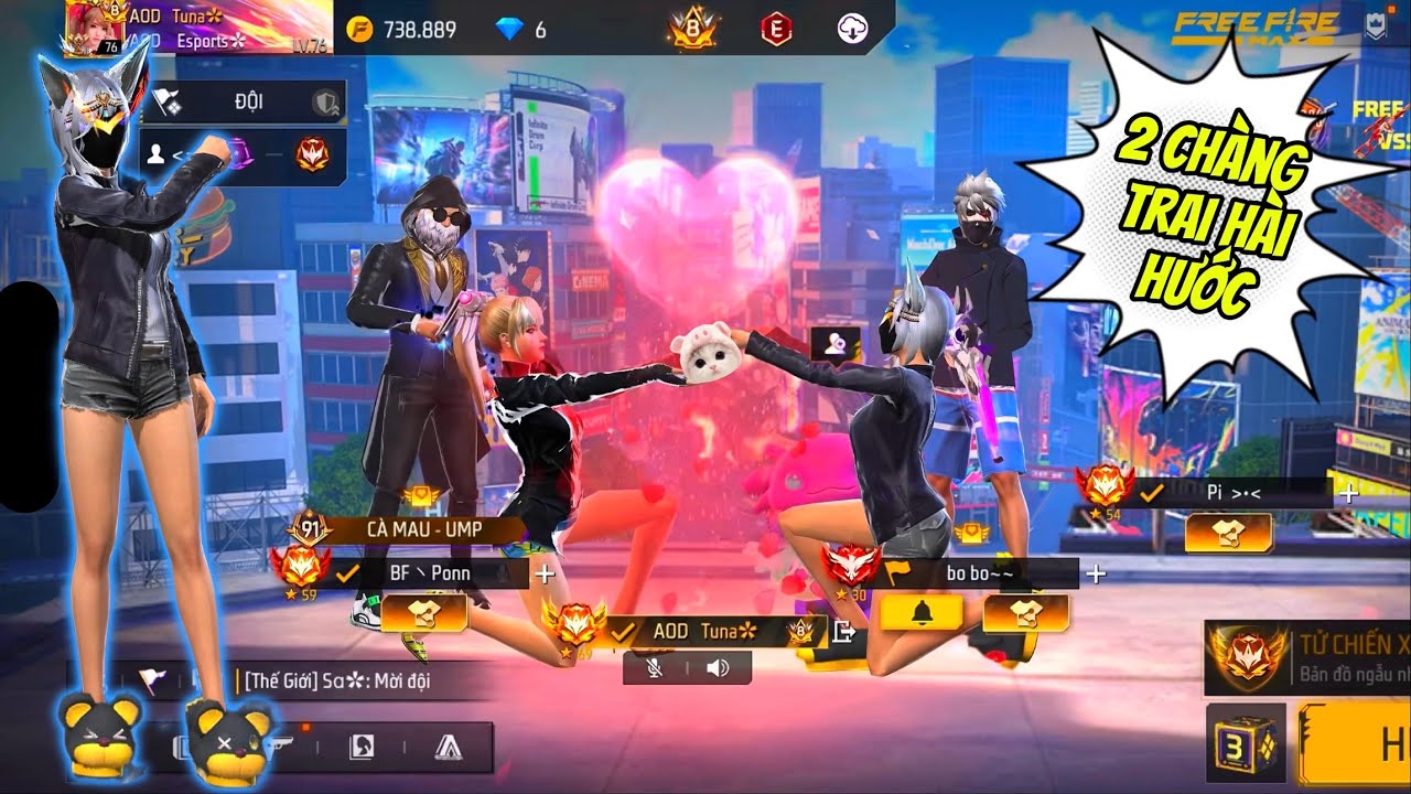 [Free Fire] Giả Gái Ghép Kênh Thế Giới Gặp 2 Thanh Niên Nói Chuyện Hài Hước | Tuna