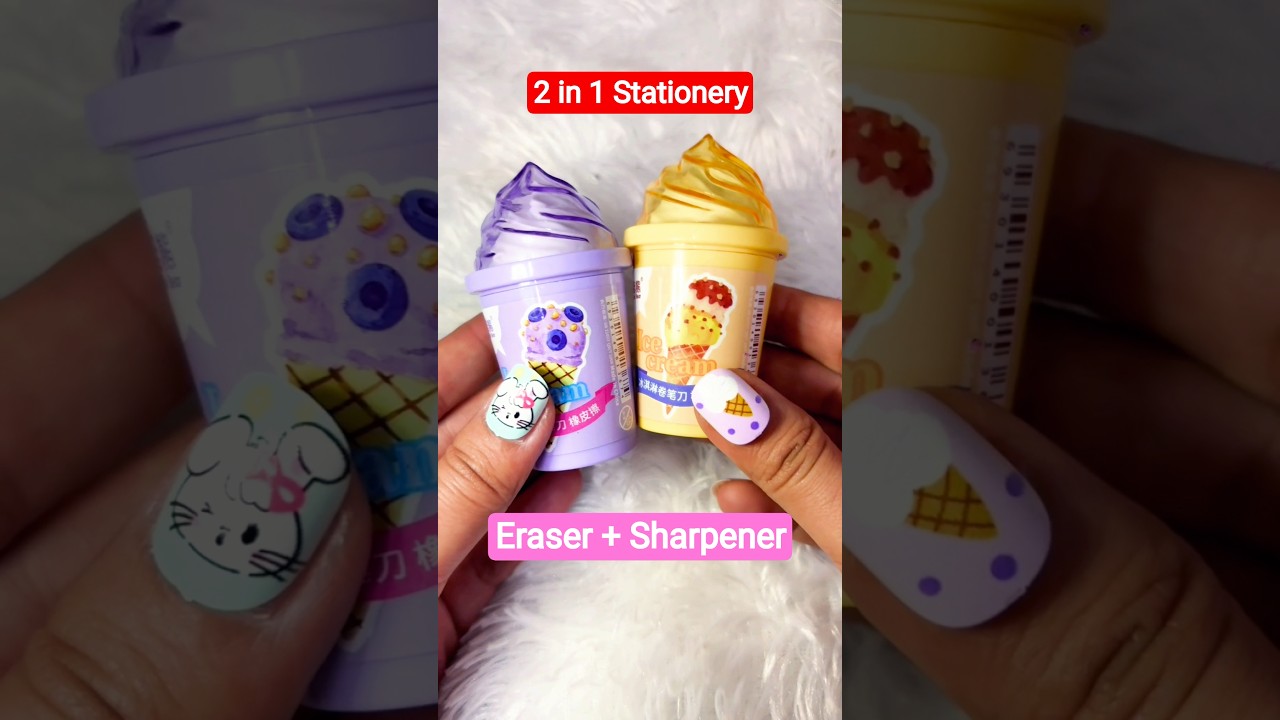 Cute Stationery For School, Ice cream Eraser+Sharpener, Fancy Stationery #shorts #safa #shafa #anaya