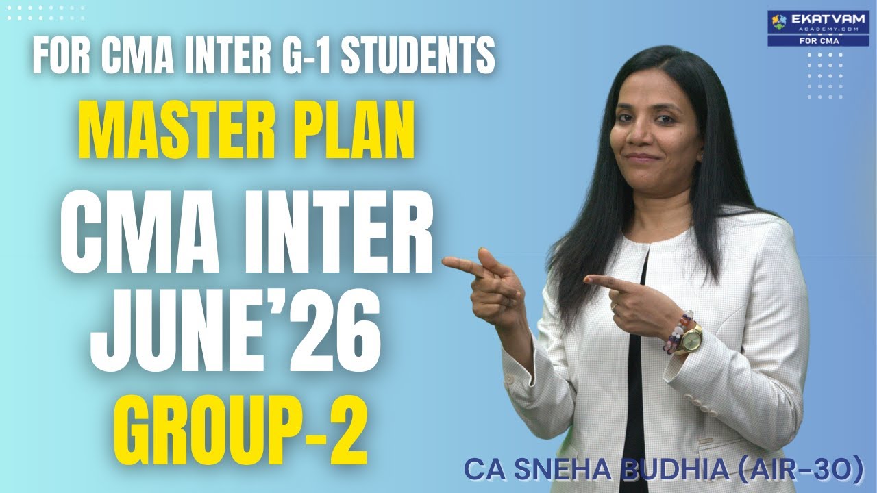 CMA Inter June'26 Group-2 Master Plan | Detailed Planner CMA Inter G-1 students | CA Sneha Budhia