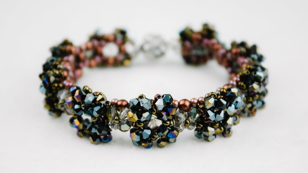 Браслет вечерний с кристаллами(Часть 1/2)