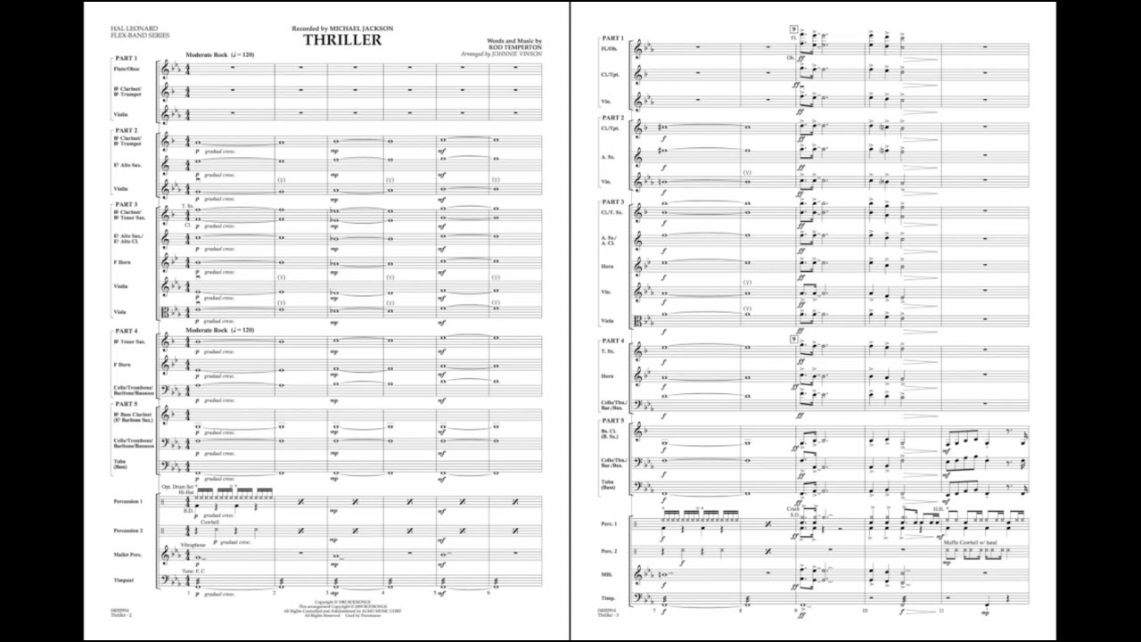 Thriller by Rod Temperton/arr. Johnnie Vinson