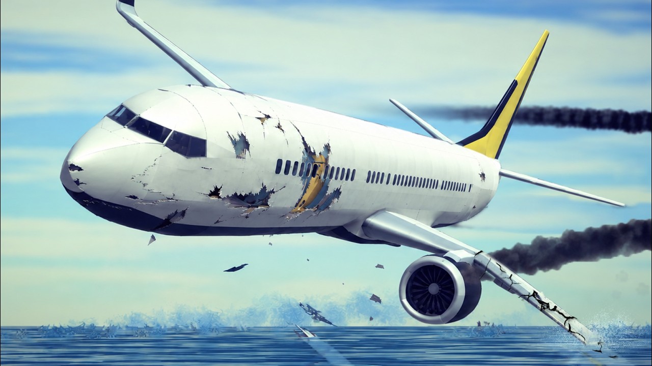 Airplane crashes into the SEA | Aircraft Simulation Scenarios in BESIEGE