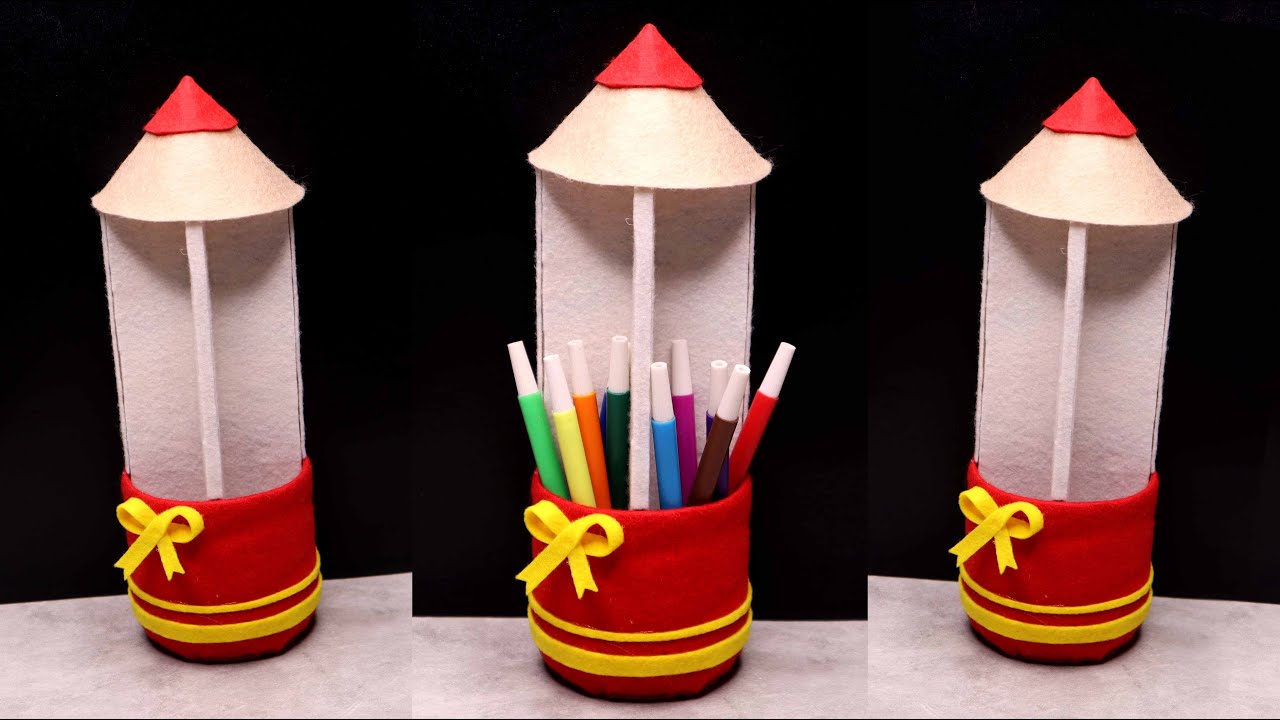 Ide Kreatif Tempat Pensil  dari Botol Plastik AQUA dan Kardus | Pencil Holder from plastic bottle