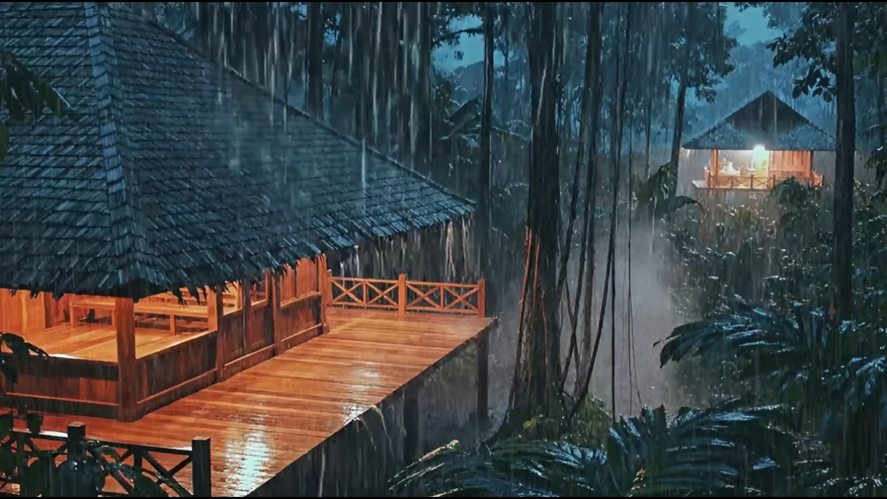 ASMR Rain in Forest Cabin  Cozy Wooden House Ambience at Night for Deep Sleep & Relaxation (4K)