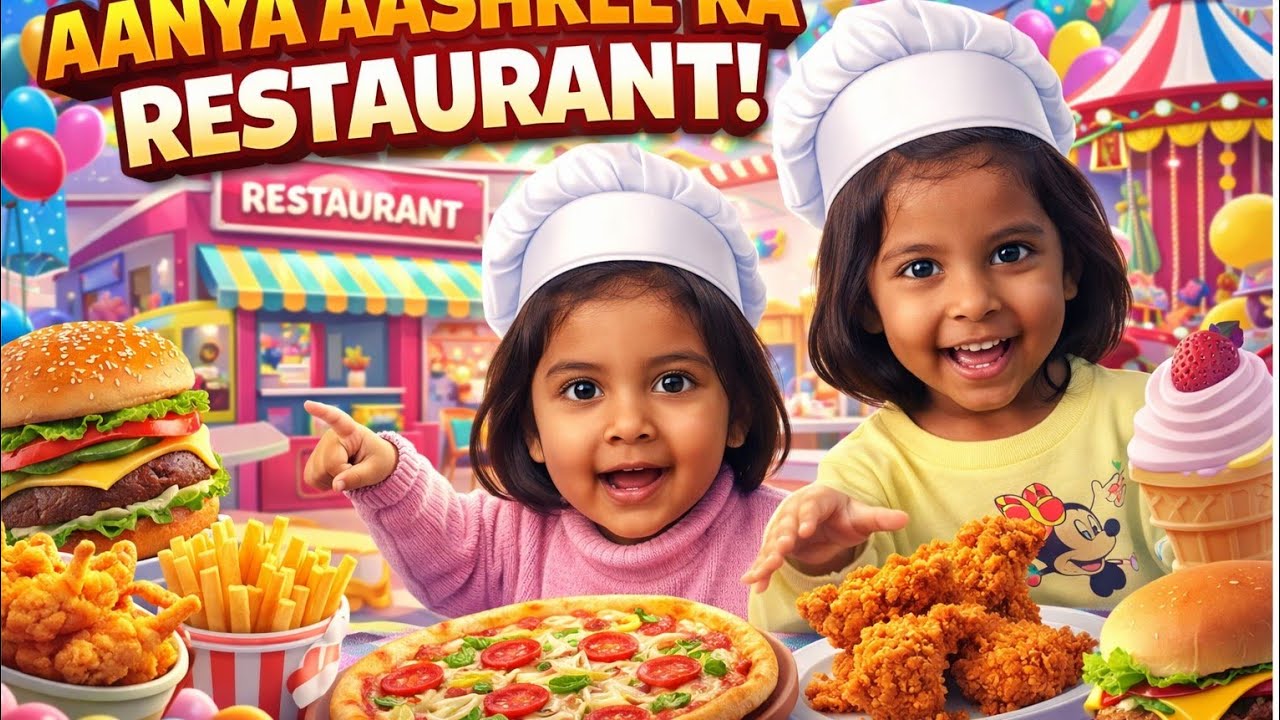 😋 Aanya Aashree का Restaurant Drama | Chef & Customer Fun😃😃.kitchen set toy.