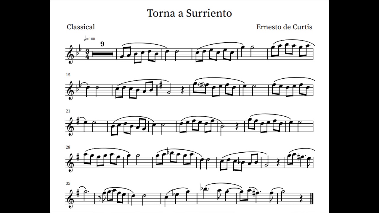 Come Back to Sorrento (Torna a Surriento - Recorder) - Sheet Music Play-Along
