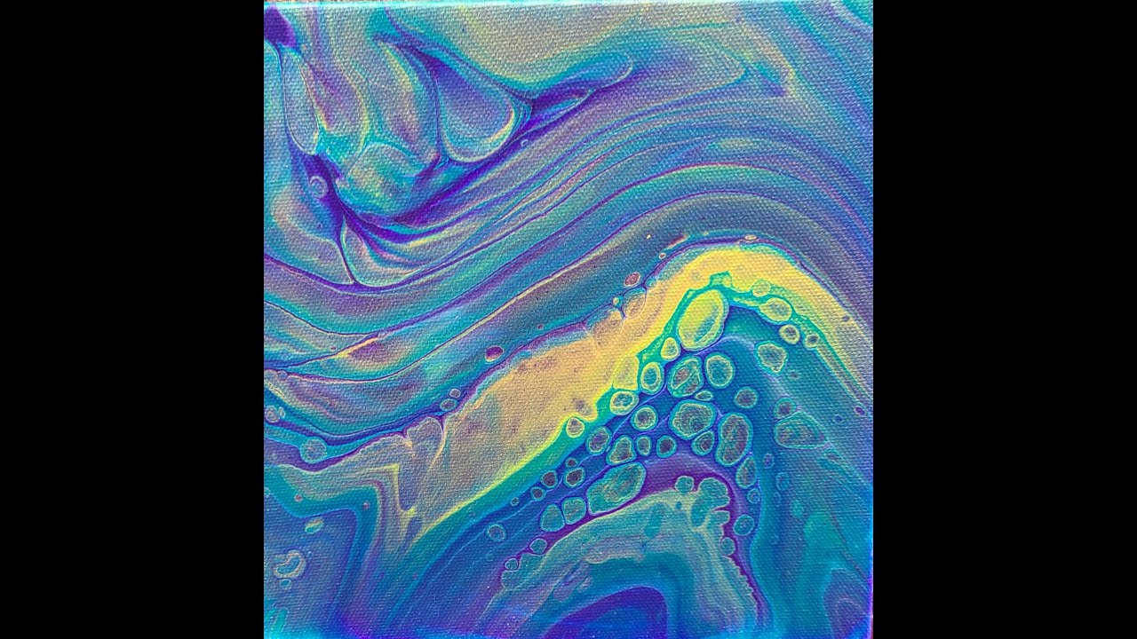 “Bubblin’ Crude” 🛢Dirty Cup Grenade Acrylic Pour on  Level three 12 x 12 Inch Gallery Wrapped Canvas