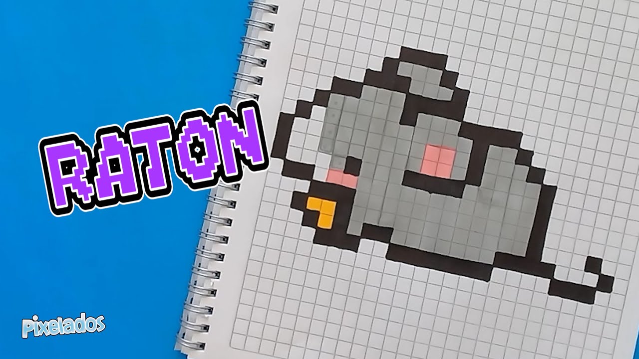 COMO DIBUAJR UN RATON GRIS COMIENDO QUESO paso a paso  PIXEL ART - PIXELADOS