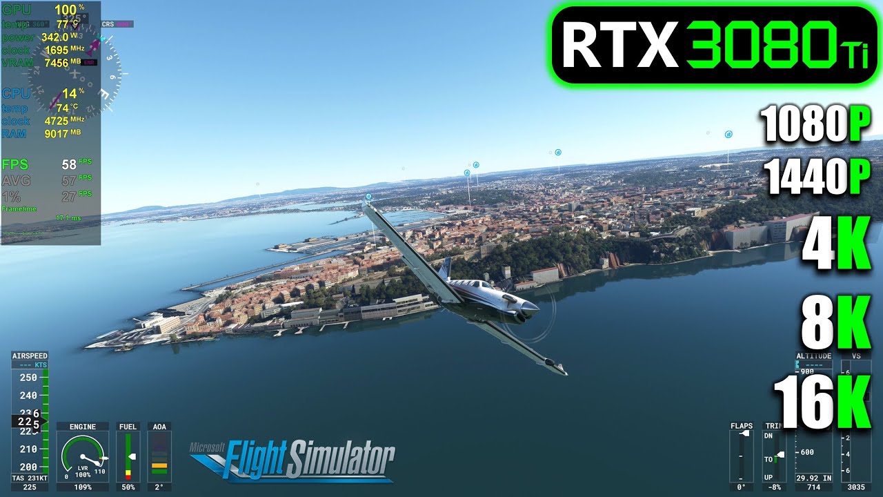 RTX 3080 Ti | Microsoft Flight Simulator — 1080p, 1440p, 4K, 8K, 16K