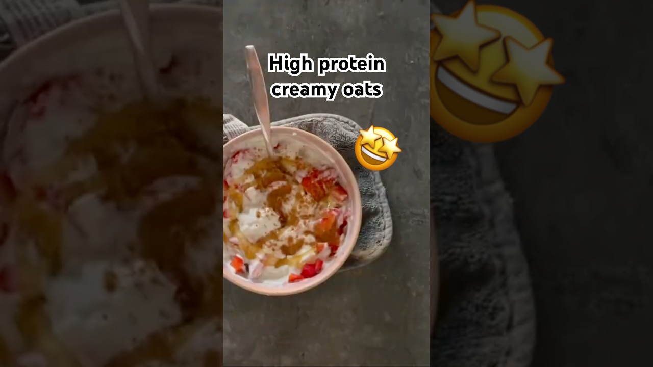 High protein creamy strawberry oats 🍓#gezondontbijt #ontbijtrecept #ontbijt #afvallenzonderdieet