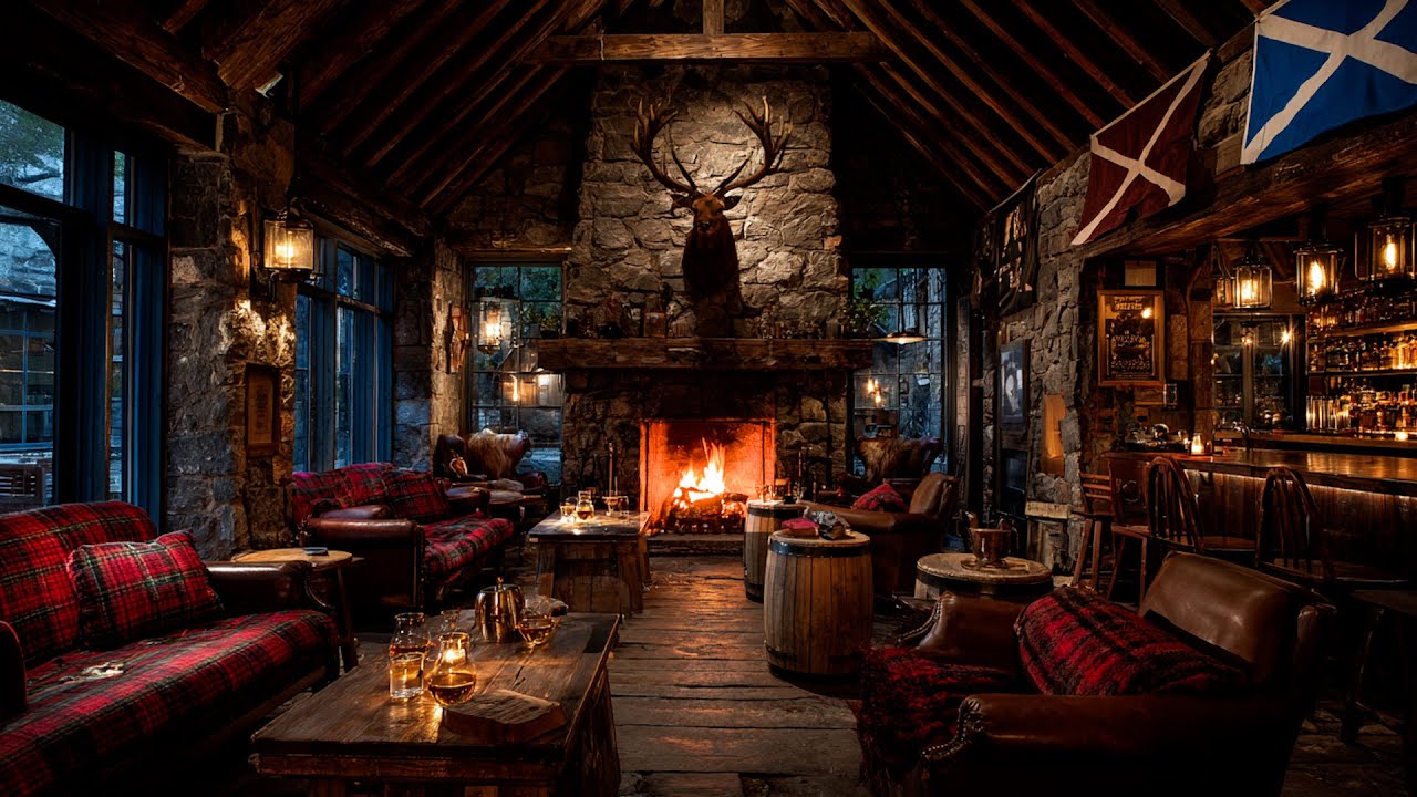 Cozy Pub Piano Ambience 🎹 Smooth Fireplace & Gentle Piano for Relaxing