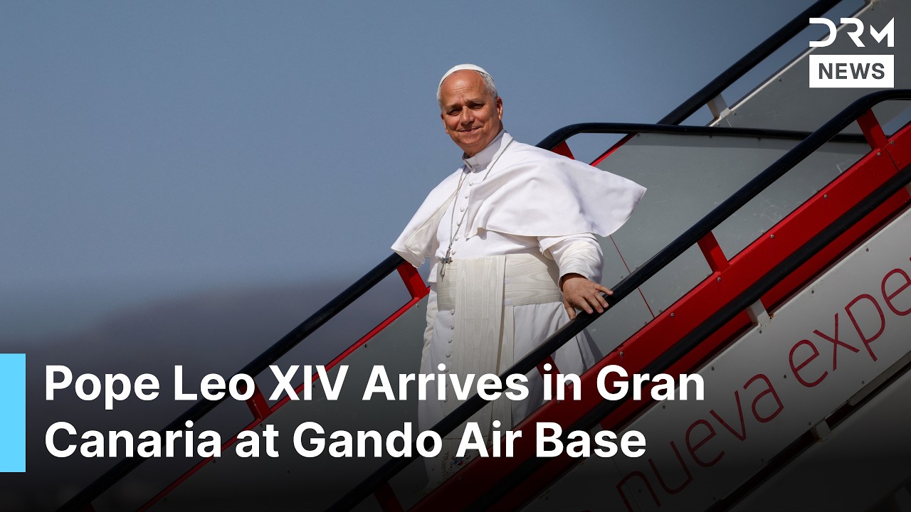 FULL ARRIVAL: Pope Leo Arrives in Gran Canaria at Gando Air Base During Spain Apostolic Tour | AK1B