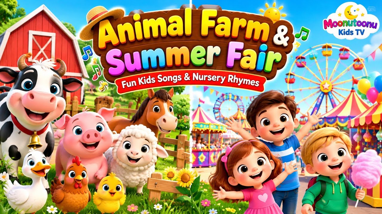 Animal Farm & Summer Fair Song 🐮🎡 | Fun Kids Songs & Nursery Rhymes | Moonutoonu