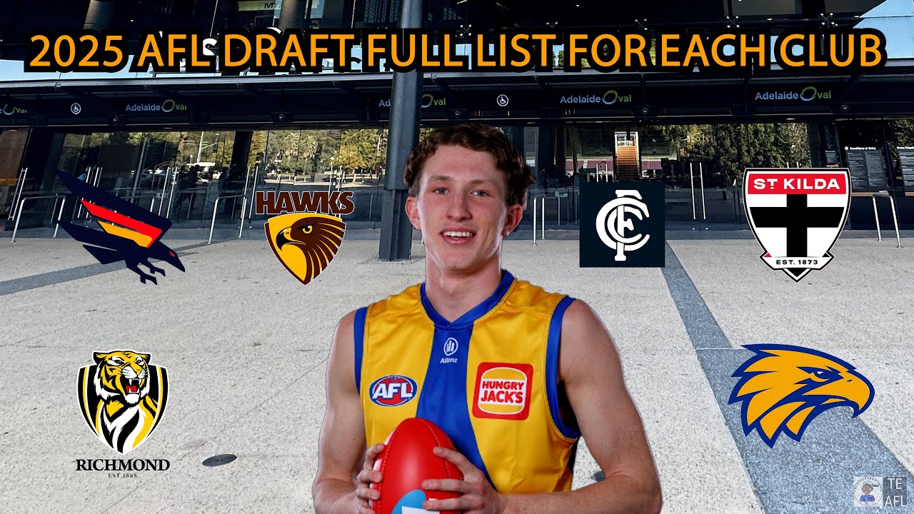 AFL Draft 2025 Full List of Picks for each of the 18 AFL Clubs #afldraft #aflacademy #aflfootball