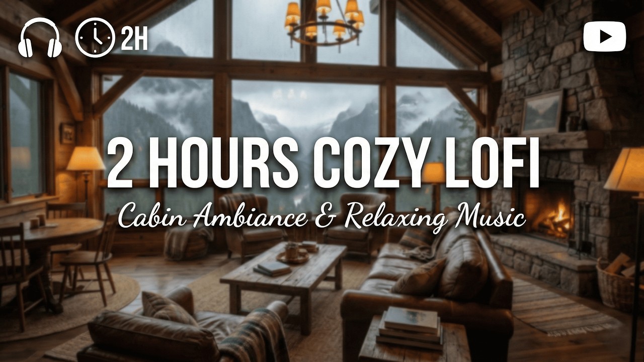 Cabin in the Mountains | Fireplace Warmth & Gentle Rain Ambience for Relaxation