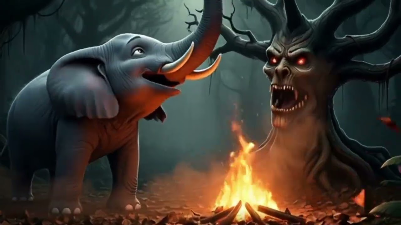 जंगल का डरावना पेड़ 😱 | Lion, Monkey, Elephant की Horror Story | 3D Cartoon Hindi Kahani