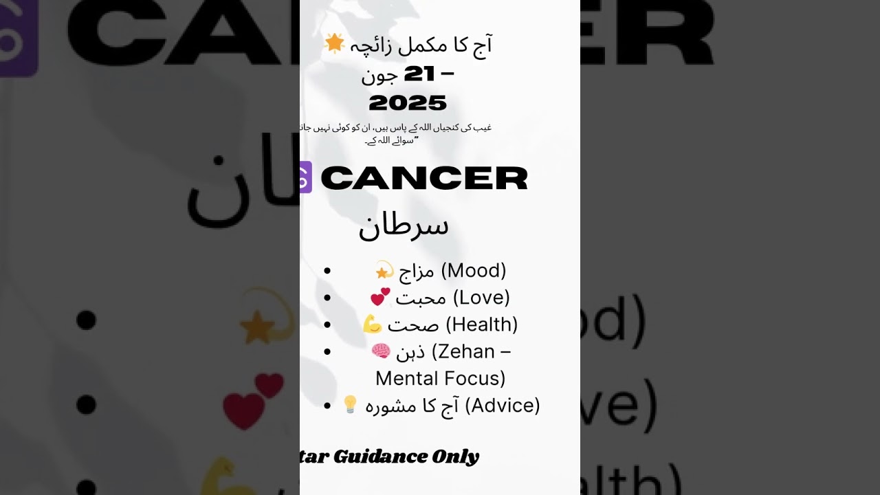 Cancer Monthly Horoscope &mdash; Monthly Forecast for July 2026 &mdash; برج سرطان 21 #june #aajkadin #cancer