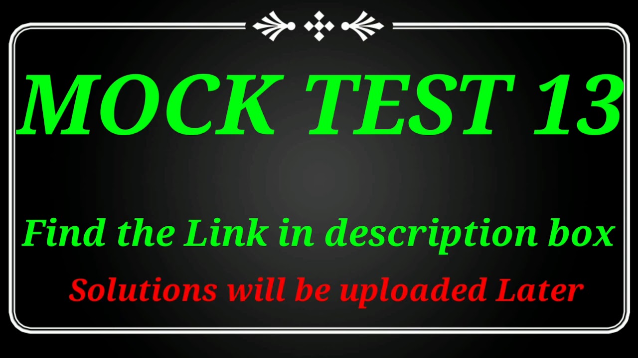 FREE MOCK TEST 13 for MHT CET 2020 PREPARATION MHT-CET 2020