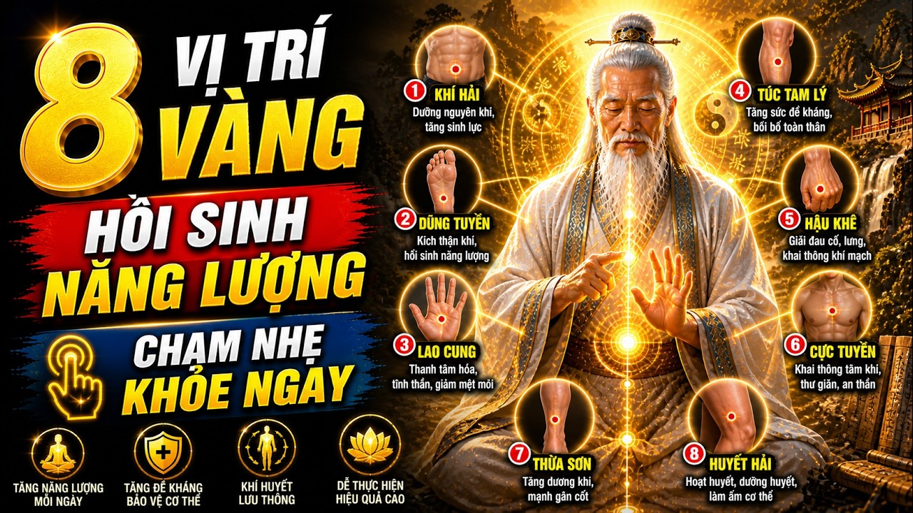PHỤC HỒI DƯƠNG KHÍ – TRỊ BÁCH BỆNH – HẾT MỆT MỎI LÂU NĂM- 8 vị trí vàng giúp hồi sinh năng lượng