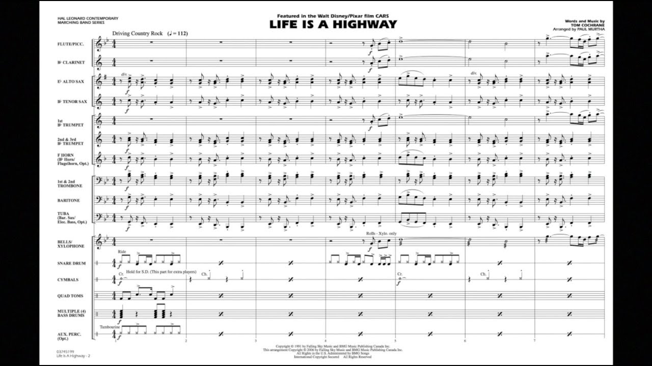 Life Is a Highway by Tom Cochrane/arr. Paul Murtha
