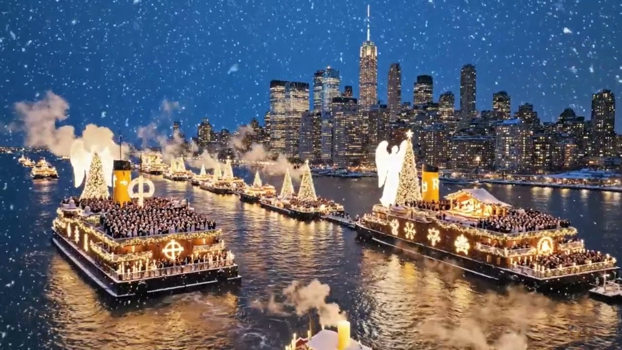 Epic Christmas Parade on the Hudson River: New York From Above ( Global Parade Journey)