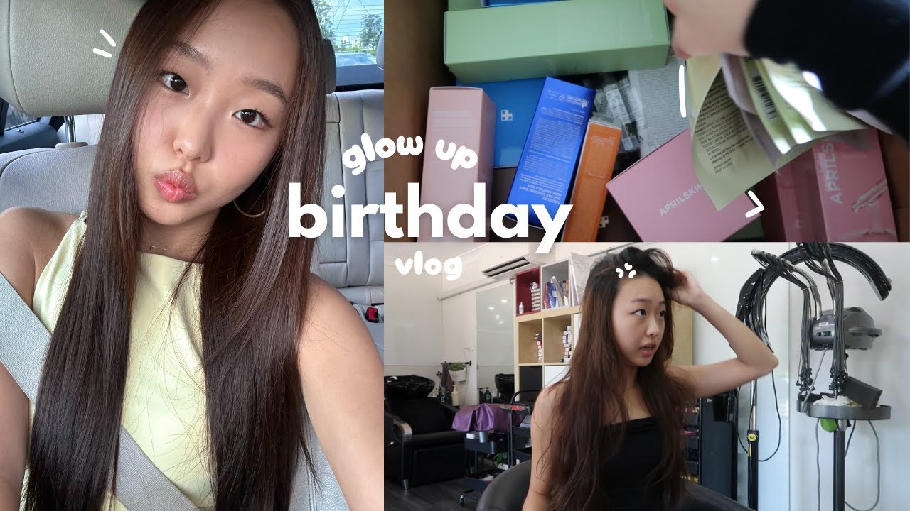 birthday GLOW UP 🍰💆‍♀️ | hair, PR haul, nails, skincare routine, golfing (vlog)