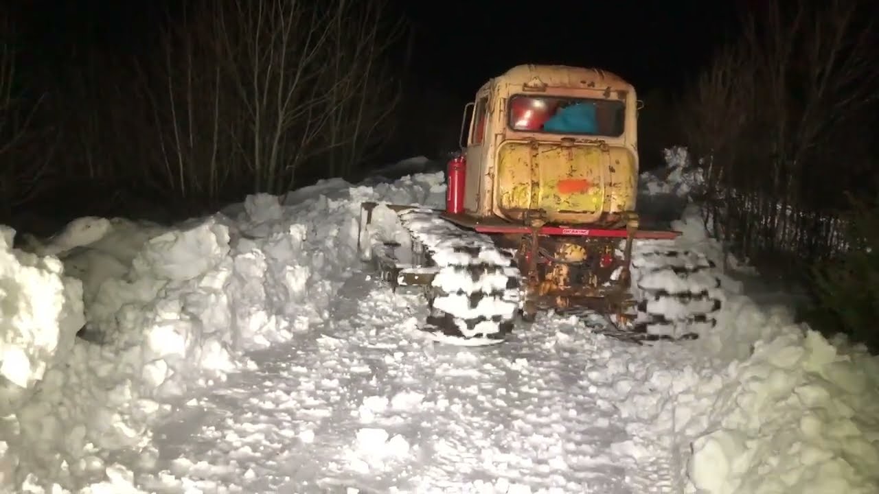 DT-75 snow plowing