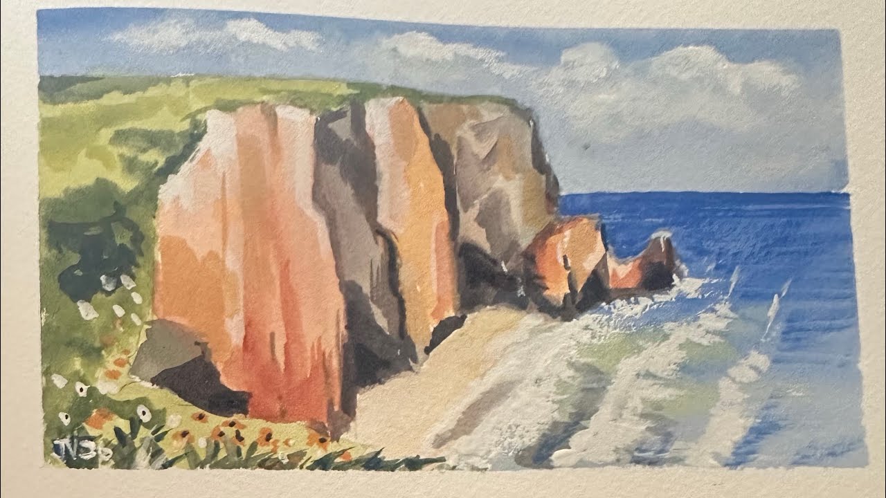 Shinhan gouache seascape painting