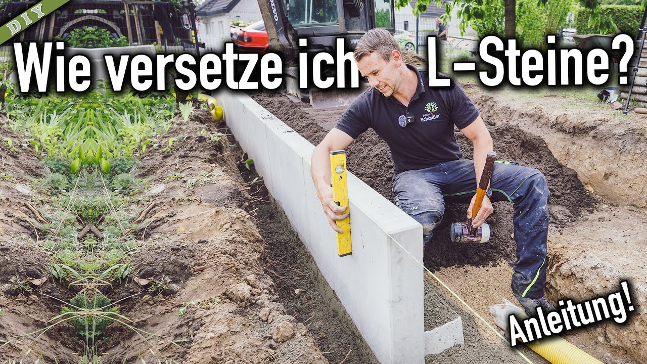 Wie werden L-Steine inkl. Drainage fachgerecht versetzt?