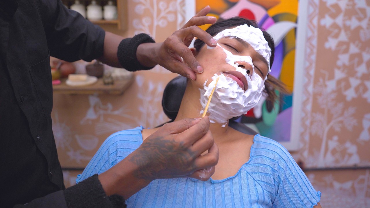 Master Cracker Female Facial Shave ASMR Indian Massage