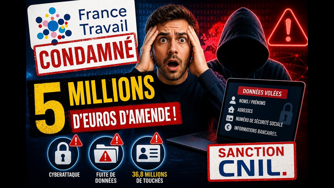 France Travail condamné à 5 MILLIONS d’euros d’amende : Cyberattaque, fuite de données massives !