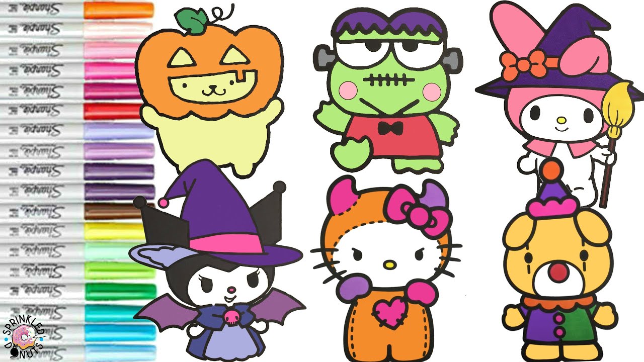 Sanrio Hello Kitty Coloring Book Compilation Halloween Keroppi Kuromi My Melody Pompompurin