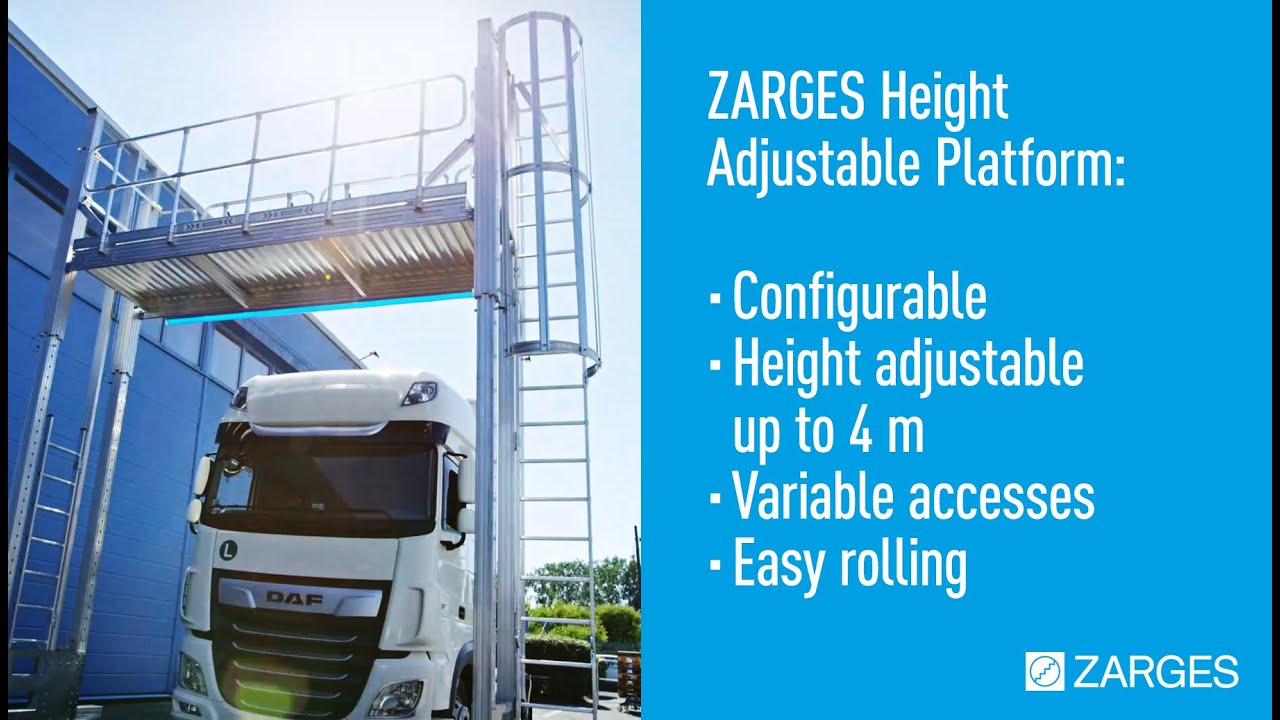 ZARGES maintenance platform, height-adjustable: Maintenance without being tied to a location.