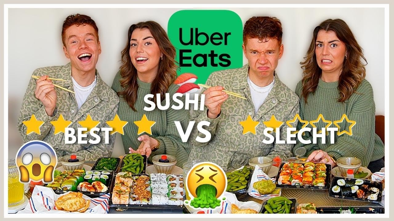SUSHI Best VS Slecht THUISBEZORGD!! 🍣😱 Met ThomasPanterpoes ❤️| Sara Verwoerd