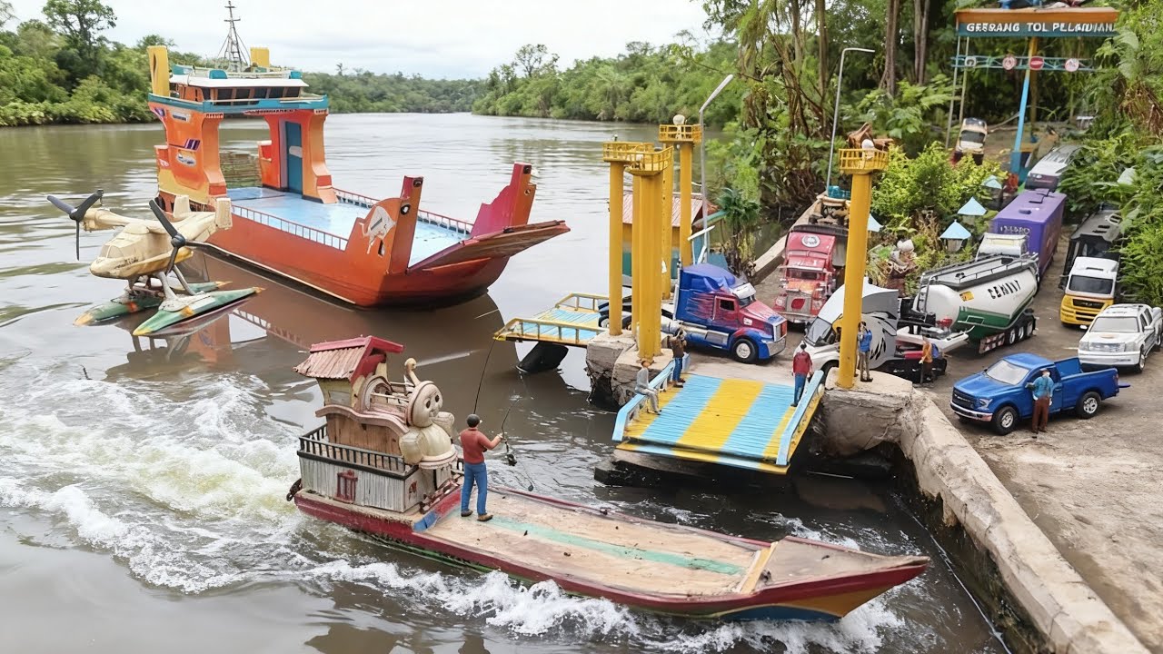 Antrian truk trailer.truk panjang.truk besar.bus.kapal nelayan.kapal pesiar.kapal Ferry @wongrc406 