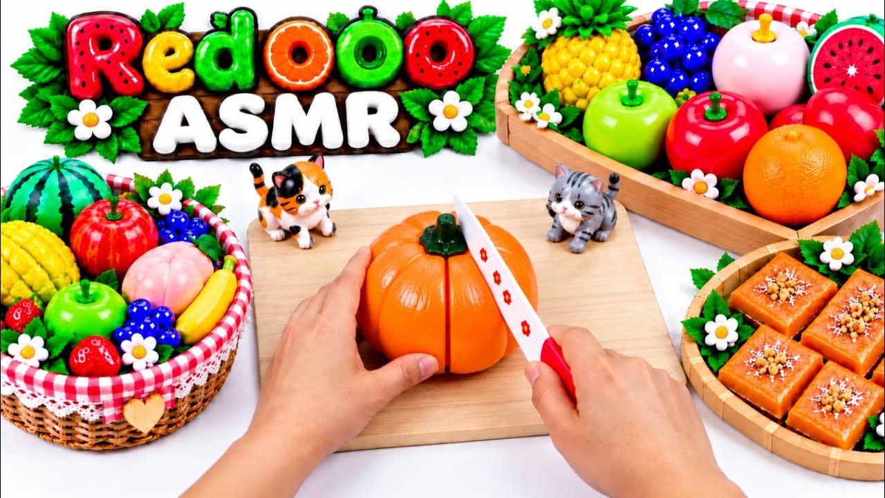 Colorful Toy Cutting Session 🍊🥞🍓🍎🐟🦀🍔