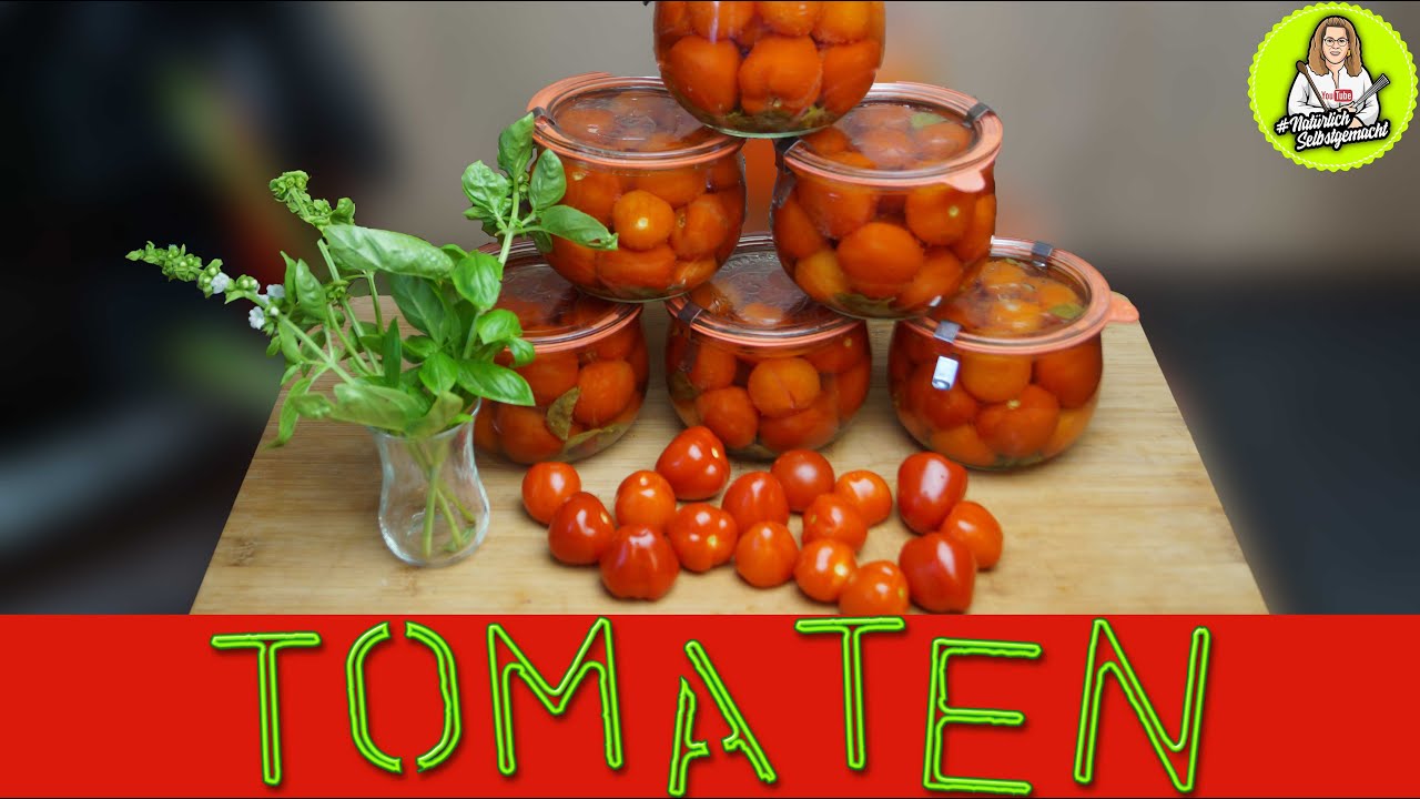 Cherrytomaten mit Basilikum einkochen - perfekt für Pasta - Vorrat für den Winter