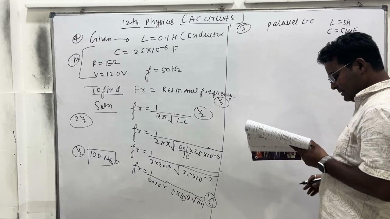 Alternating current numerical based on past year paper 12th Hsc board of 2026 :- Resonance Frequency