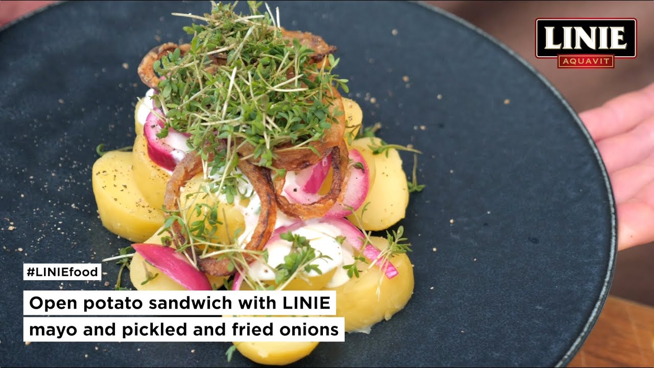 #LINIEfood | Open potato sandwich with LINIE mayo and pickled and fried onions
