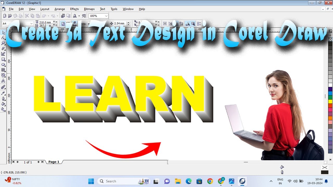 3D Text Effet in CorelDraw 12 Tutorial in Hindi I Blend Tool Tutorial I 3D Text in CorelDraw 12