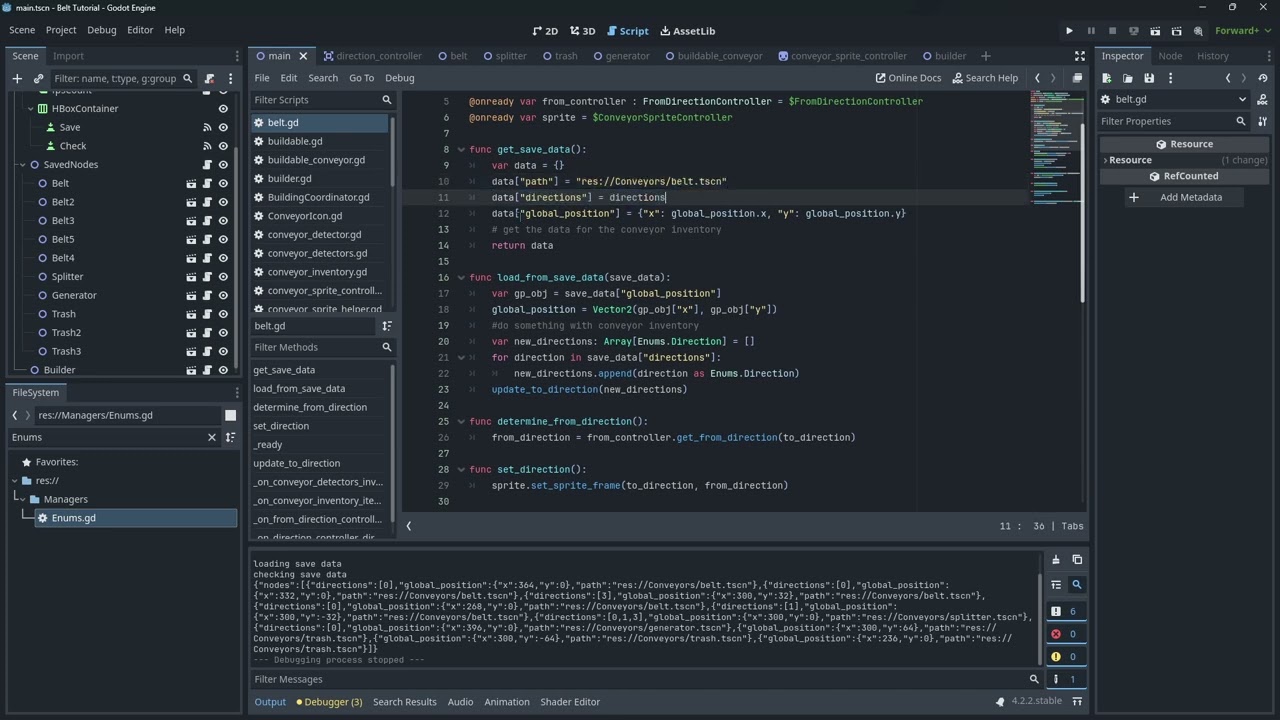 Godot tutorial: Save and Load Conveyors